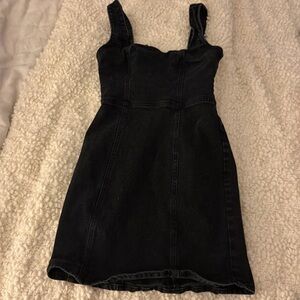 Cute petite washed black jeans dress